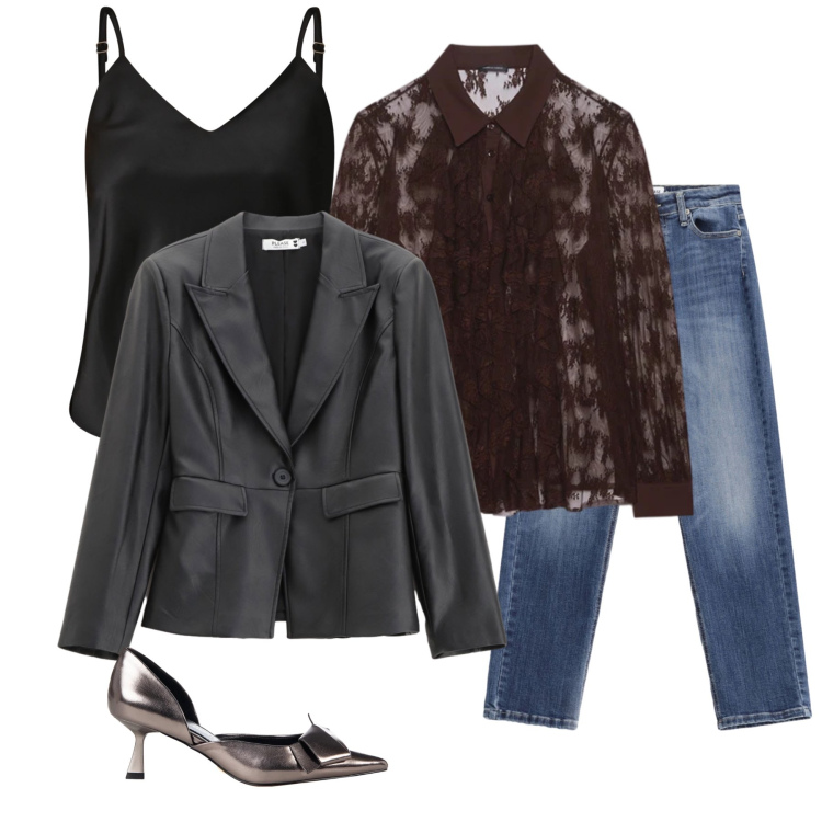 Outfit donna - La camicia in pizzo. Stile Glamour per Ufficio. Abbinamento con jeans, blazer, top, décolleté, camicie.