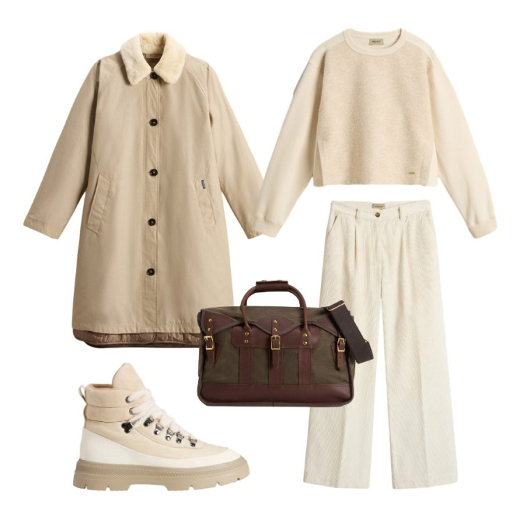 Outfit donna - In bianco. Abbinamento con borse a tracolla, felpe, cappotti, pantaloni, anfibi.