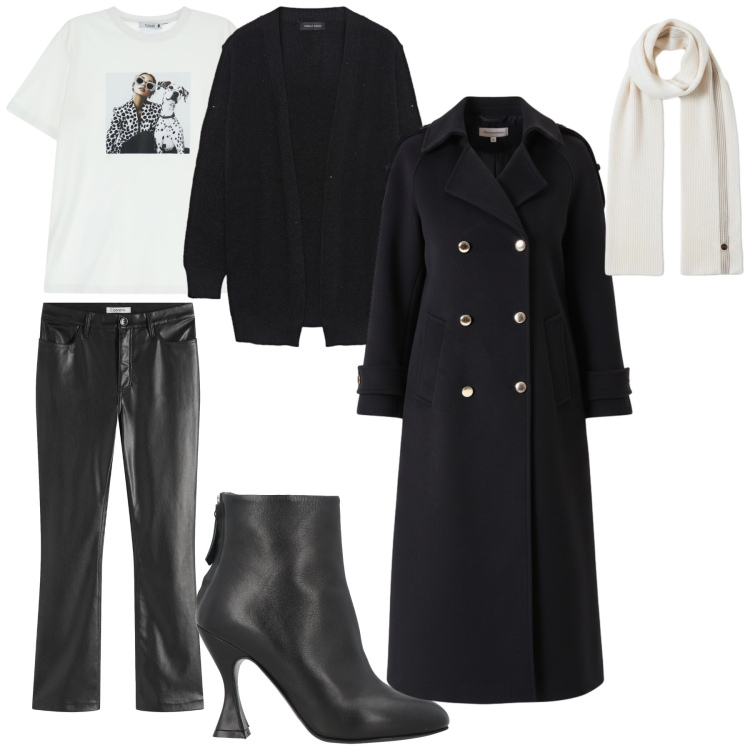 Outfit donna - Un po’ rock. Stile Rock per Tutti i giorni. Abbinamento con pantaloni, stivaletti, cappotti, sciarpe, t-shirt, cardigans.