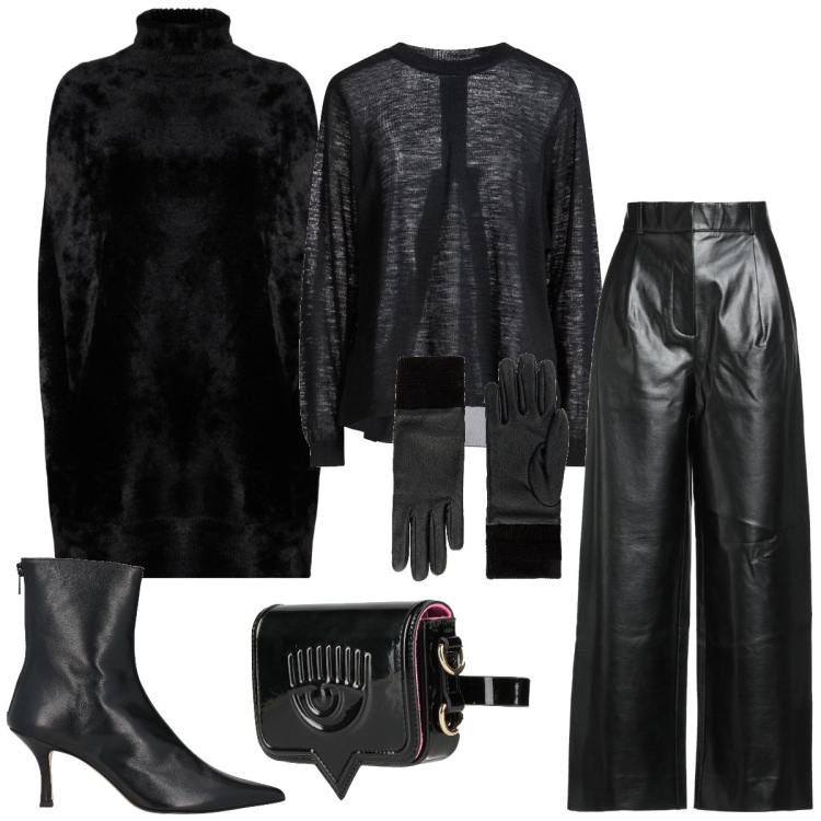 Outfit donna - Total look #2320098. Stile Minimal per Tutti i giorni. Abbinamento con guanti, pullovers, marsupi, cappotti, pantaloni, stivaletti.