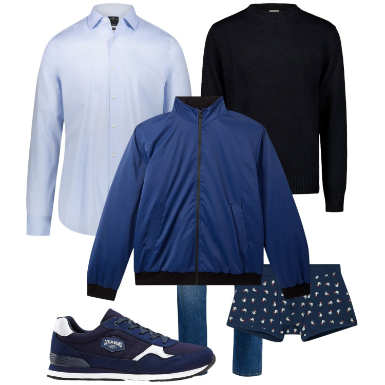 Outfit uomo - Stasera con amici. Stile Casual per Serata speciale. Abbinamento con sneakers, jeans, boxer, giacche, camicie, maglieria.