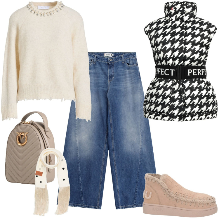 Outfit donna - Basic per ogni occasione. Stile Basic per Tutti i giorni. Abbinamento con stivaletti, pullovers, sciarpe, zaini, cinture, jeans.