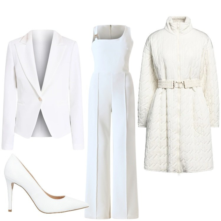Outfit donna - Come neve. Stile Chic per Serata fuori. Abbinamento con décolleté, cappotti, tute, blazer.