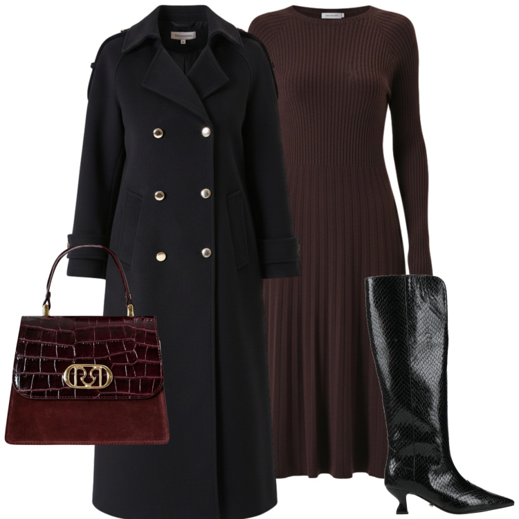 Outfit donna - Gennaio minimal. Stile Minimal per Tutti i giorni. Abbinamento con stivali, vestiti midi/longuette, cappotti, borse a mano.