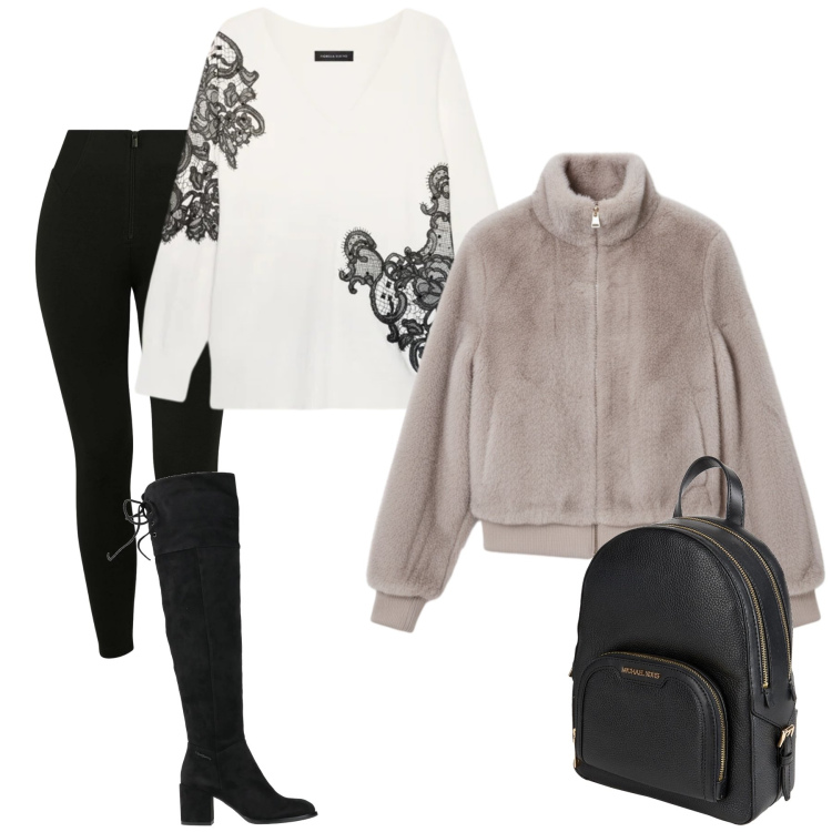 Outfit donna - Comodamente femminile. Stile Urban per Tutti i giorni. Abbinamento con stivali, zaini, bomber, pantaloni skinny, maglieria.
