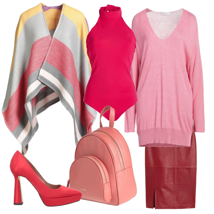 Outfit donna - Total look #2320358. Stile Casual chic per Ufficio. Abbinamento con gonne, décolleté, body, zaini, pullovers, cappe.