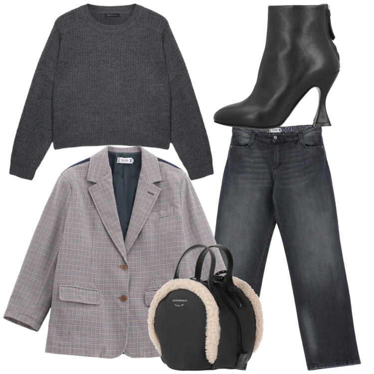 Outfit donna - Minimal Cozy Mood. Stile Minimal per Tutti i giorni. Abbinamento con zaini, stivaletti, jeans, blazer, maglieria.