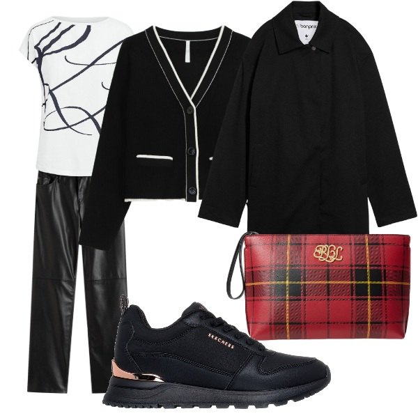 Outfit donna - lauren. Stile Basic per Tutti i giorni. Abbinamento con pantaloni, trench, cardigans, maglieria, pochette, sneakers.