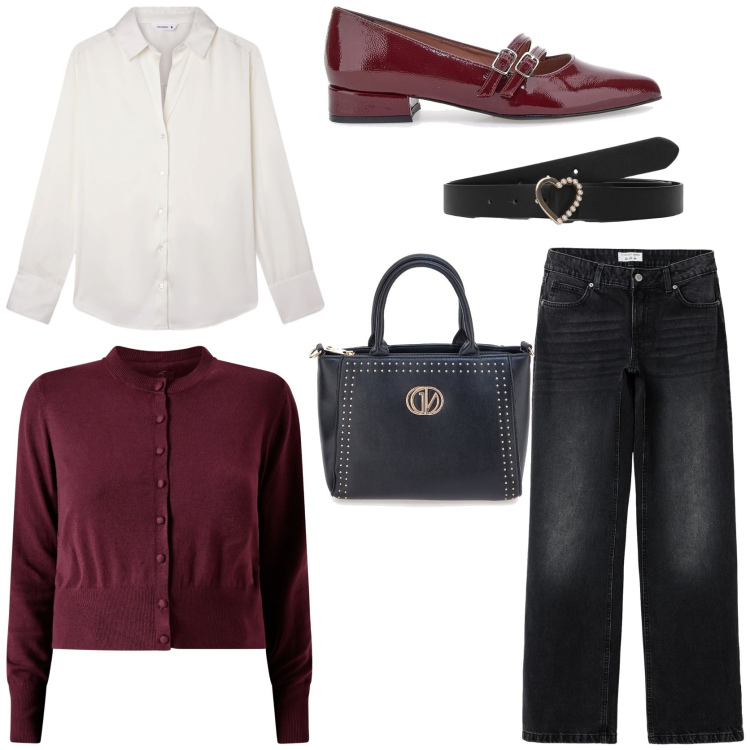 Outfit donna - Sporty chic. Stile Sporty chic per Tutti i giorni. Abbinamento con jeans, camicie, cinture, cardigans, ballerine, borse a mano.