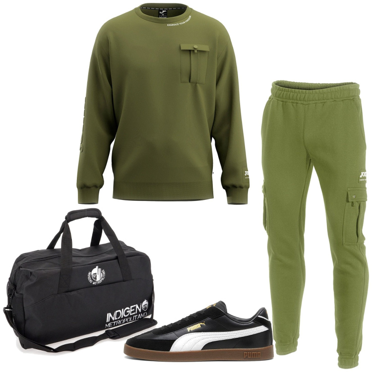 Outfit uomo - Total look #2320570. Stile Urban per Sport. Abbinamento con pantaloni, borse sportive, sneakers, felpe.