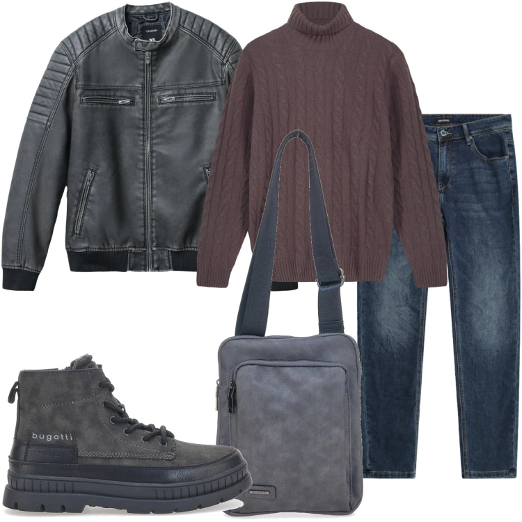 Outfit uomo - Urban per un giorno. Stile Urban per Tutti i giorni. Abbinamento con giacche, jeans slim fit, stivali e stivaletti, portafogli, maglieria.