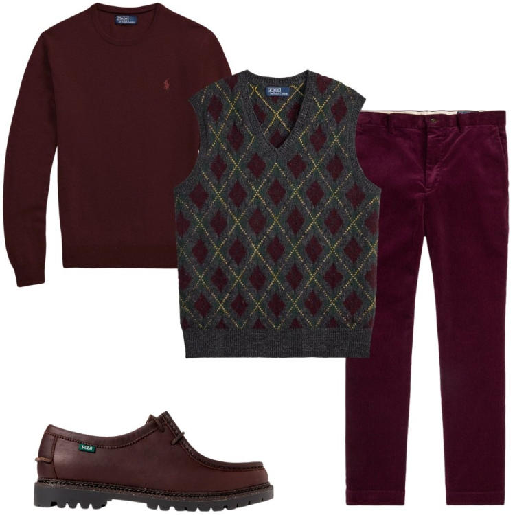 Outfit uomo - Maglia protagonista. Stile Urban per Tutti i giorni. Abbinamento con scarpe stringate, pantaloni, maglieria, maglieria.