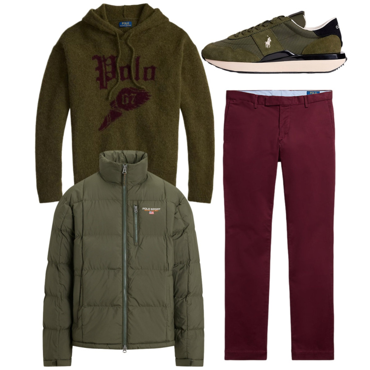 Outfit uomo - Total look. Stile Casual per Tutti i giorni. Abbinamento con sneakers, pantaloni, maglieria, giacche.