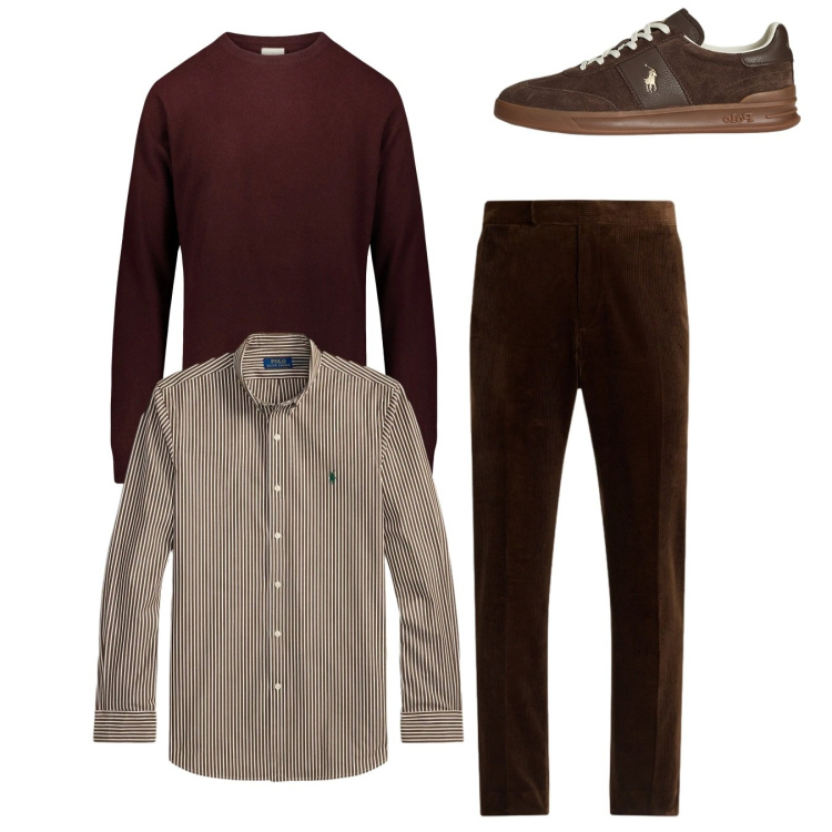 Outfit uomo - Total look. Stile Casual per Tutti i giorni. Abbinamento con sneakers, camicie, pantaloni, maglieria.
