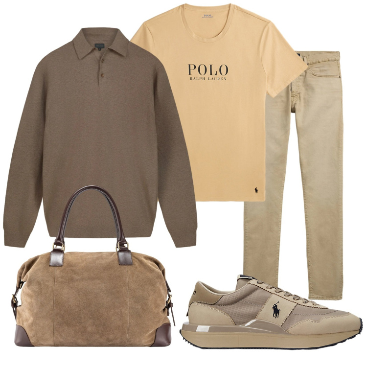 Outfit uomo - Total look #2320879. Stile Trendy per Tutti i giorni. Abbinamento con sneakers, jeans, t-shirt, borse sportive, maglieria.