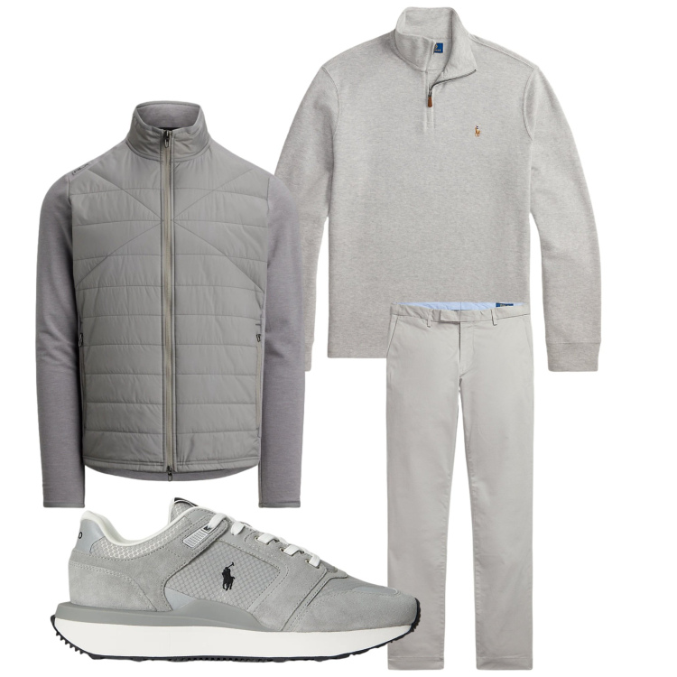 Outfit uomo - Gennaio in grigio. Stile Casual per Tutti i giorni. Abbinamento con pantaloni, sneakers, pullovers, giacche.