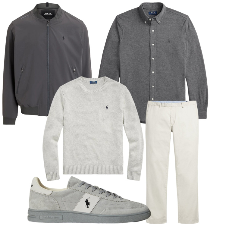 Outfit uomo - Chiaroscuro. Stile Casual per Tutti i giorni. Abbinamento con sneakers, pantaloni chino, maglieria, camicie, giacche.