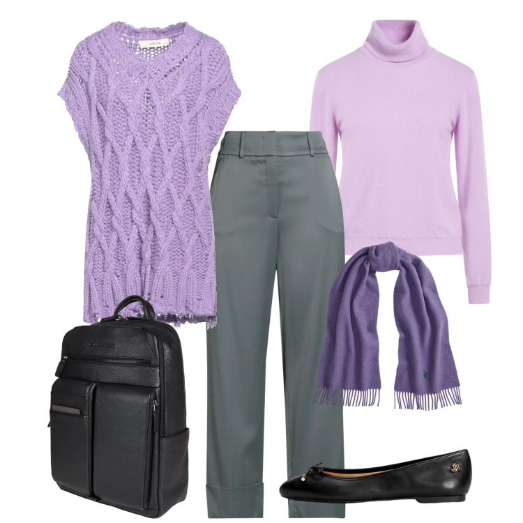 Outfit donna - Un nuovo anno, un nuovo stile. Stile Bon Ton per Tutti i giorni. Abbinamento con zaini, pantaloni, pullovers, maglieria, ballerine, sciarpe.