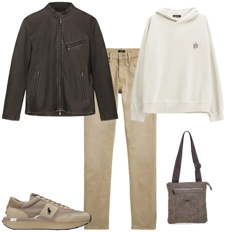 Outfit uomo - Casual tempo libero. Stile Casual per Tutti i giorni. Abbinamento con felpe con cappuccio, sneakers, jeans, portafogli, giacche.