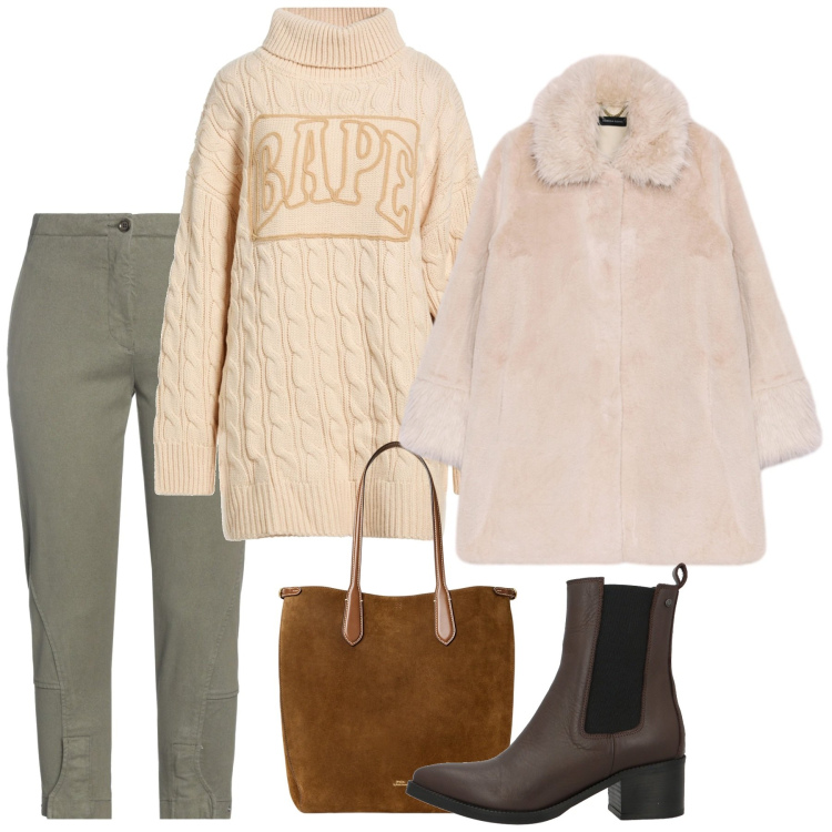 Outfit donna - Gennaio. Stile Bon Ton per Tutti i giorni. Abbinamento con stivaletti chelsea, maglieria, jeans slim fit, borse tote, cappotti.