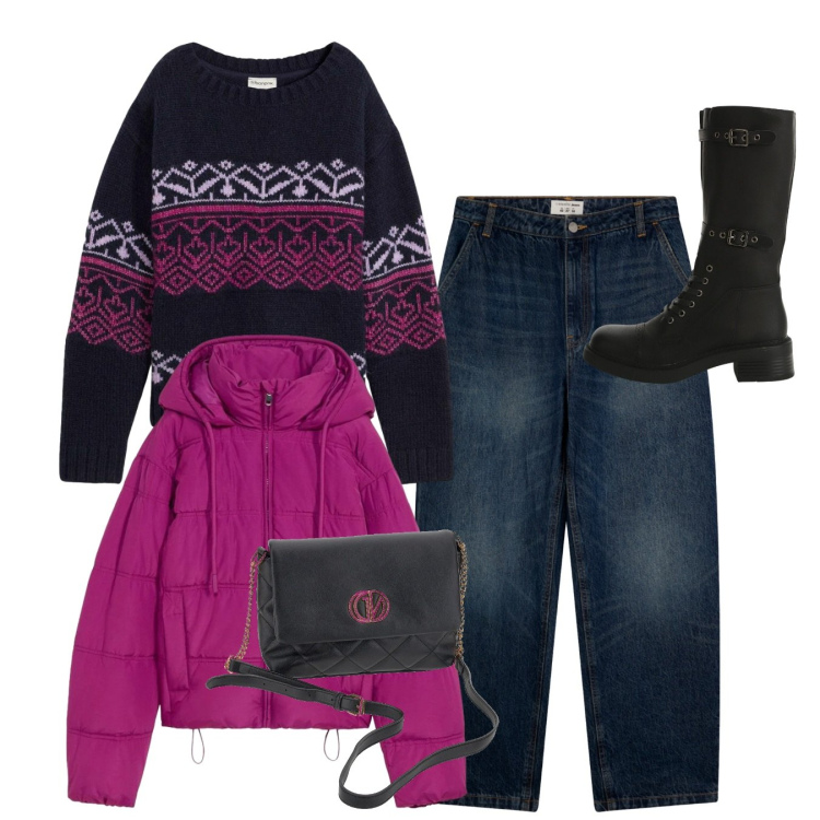 Outfit donna - Total look. Stile Urban per Tutti i giorni. Abbinamento con maglieria, giacche, jeans, stivali, borse a mano.