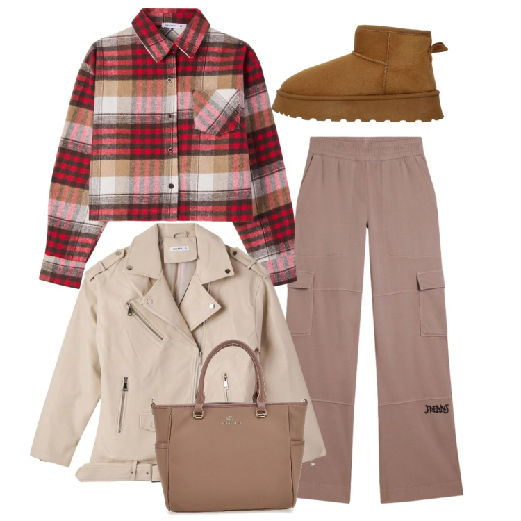 Outfit donna - Total look. Stile Urban per Tutti i giorni. Abbinamento con giacche, camicie, stivali, pantaloni cargo, borse a tracolla.