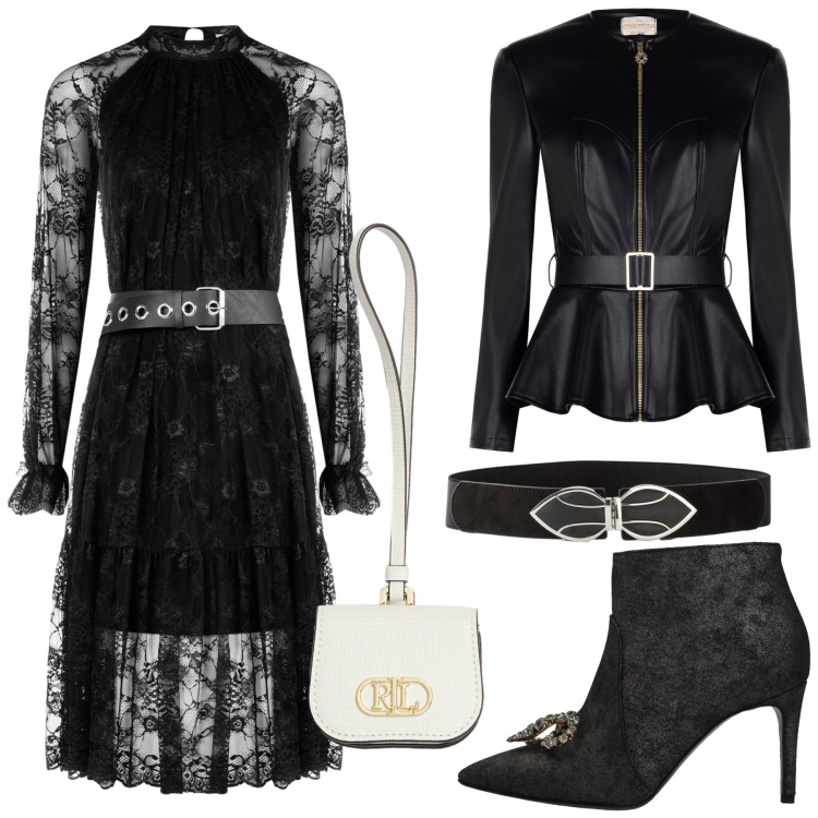 Outfit donna - Total look #2321014. Stile Rock per Serata fuori. Abbinamento con cinture, stivaletti, pochette, giacche, vestiti midi/longuette.