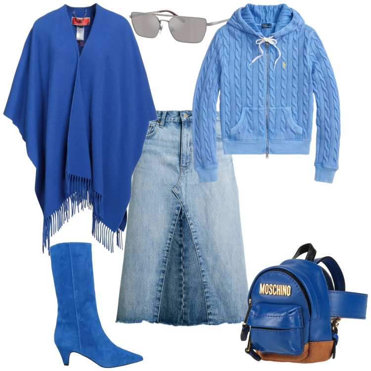 Outfit donna - Casual chic nuova stagione. Stile Casual chic per Tutti i giorni. Abbinamento con cappe, stivali, marsupi, occhiali da sole, felpe con cappuccio, gonne.