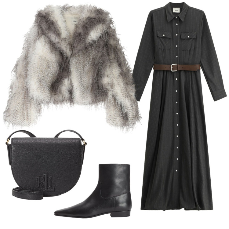 Outfit donna - Saldi sorprendenti. Stile Glamour per Tutti i giorni. Abbinamento con borse a tracolla, stivaletti, vestiti lunghi, blazer.