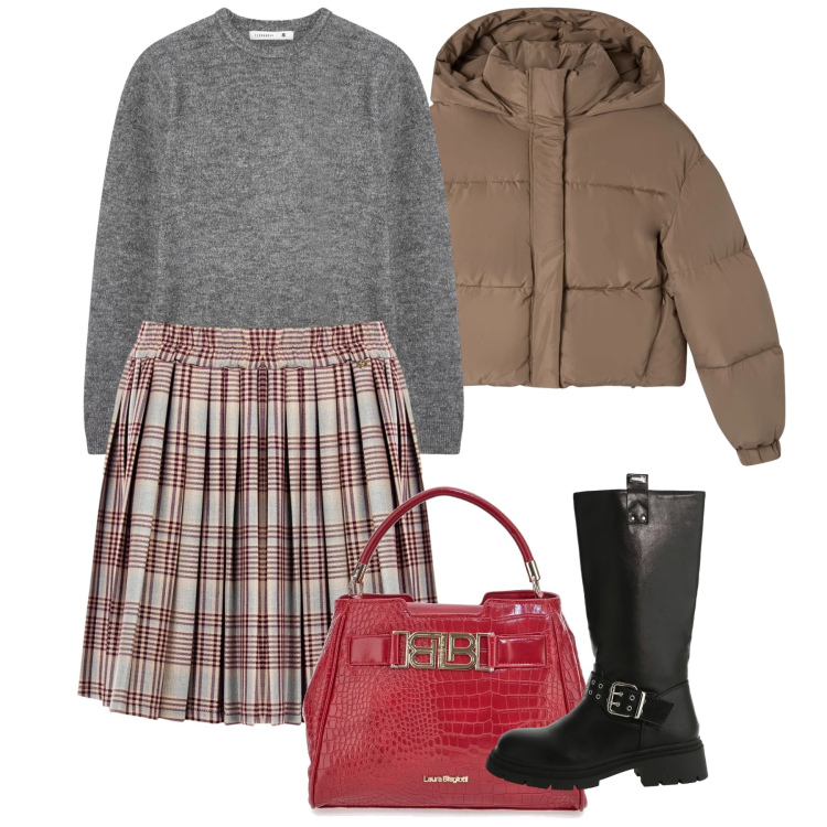 Outfit donna - Gennaio. Stile Bon Ton per Tutti i giorni. Abbinamento con maglieria, bomber, stivali, minigonne, borse a mano.