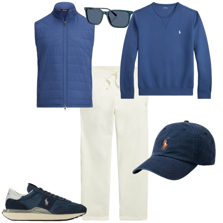 Outfit uomo - Trendy tempo libero. Stile Trendy per Tutti i giorni. Abbinamento con cappelli, sneakers, occhiali da sole, felpe, pantaloni, piumini.