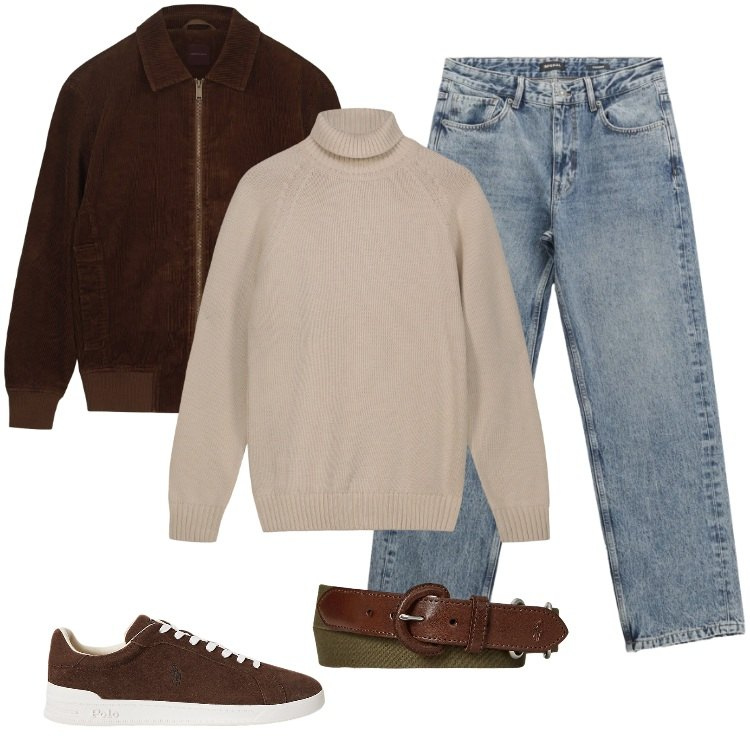 Outfit uomo - Total look #2321142. Stile Urban per Tutti i giorni. Abbinamento con jeans dritti, sneakers, cinture, pullovers, giacche.