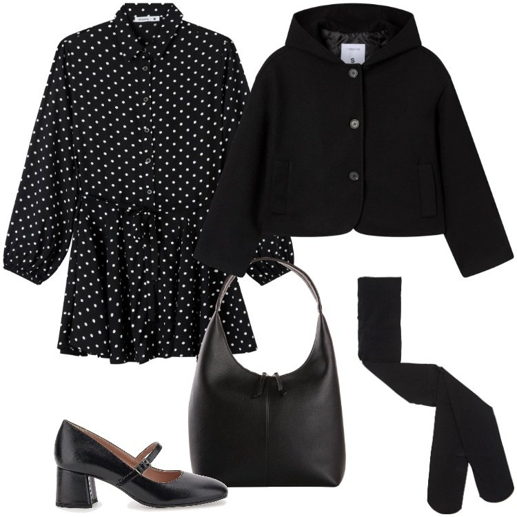 Outfit donna - Total look #2321148. Stile Vintage retrò per Serata fuori. Abbinamento con shopping bag, caban, collant, vestiti chemisier, décolleté.