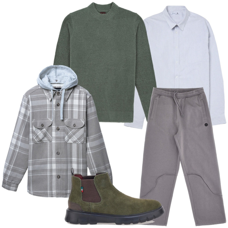 Outfit uomo - Maglia protagonista. Stile Trendy per Tutti i giorni. Abbinamento con camicie, cappotti, stivali e stivaletti, pantaloni, maglieria.