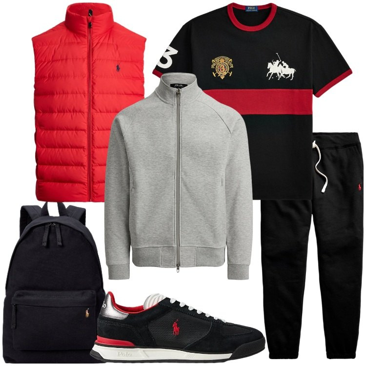 Outfit uomo - Ralph Lauren tempo libero. Stile Casual per Sport. Abbinamento con pantaloni, borse sportive, sneakers, giacche sportive, t-shirt, piumini.