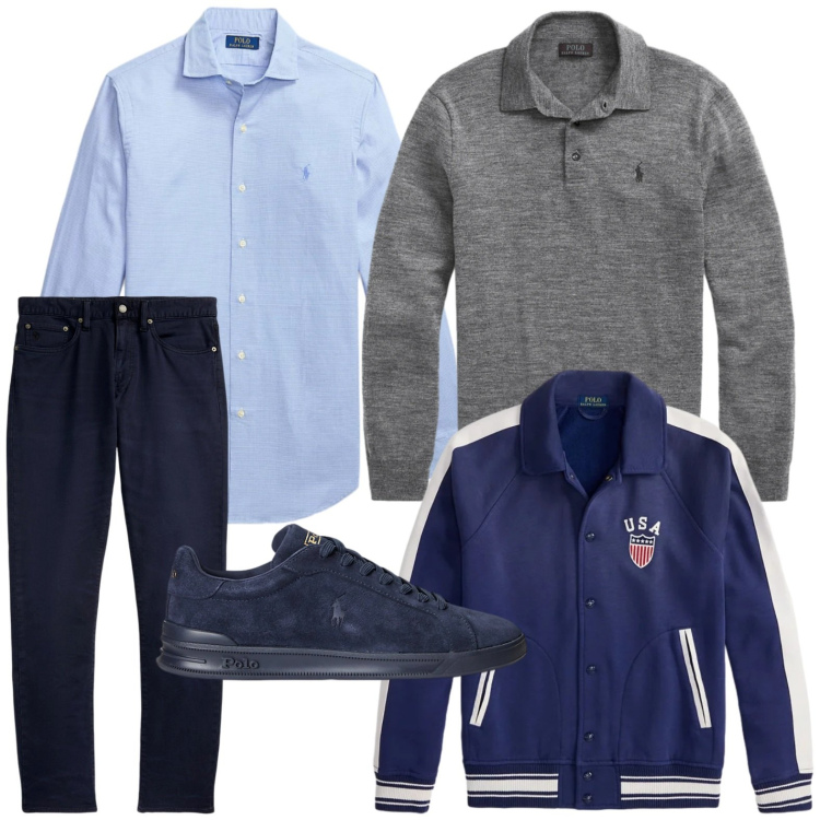Outfit uomo - Maglia protagonista. Stile Trendy per Tutti i giorni. Abbinamento con sneakers, pantaloni chino, cappotti, maglieria, camicie.