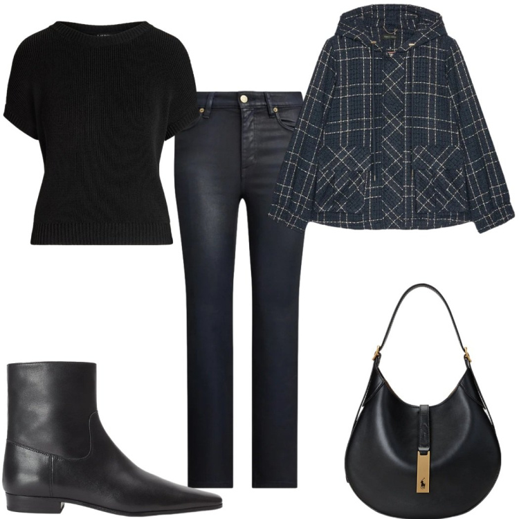 Outfit donna - Minimal Cozy Mood: la giacca. Stile Minimal per Tutti i giorni. Abbinamento con jeans dritti, borse a spalla, maglieria, stivaletti, blazer.