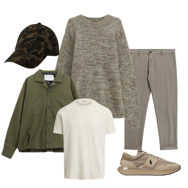 Outfit uomo - Il centro del l’outfit. Stile Casual per Tutti i giorni. Abbinamento con cappotti, pantaloni, maglieria, sneakers, t-shirt, cappelli.
