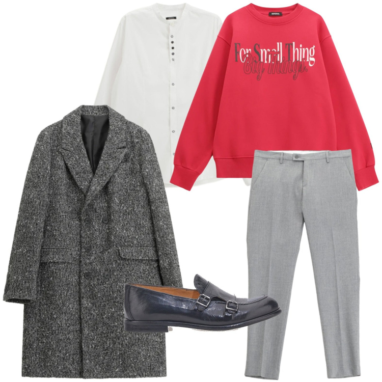 Outfit uomo - Eleganza rilassata. Stile Casual per Tutti i giorni. Abbinamento con cappotti, felpe, camicie, pantaloni, scarpe stringate.