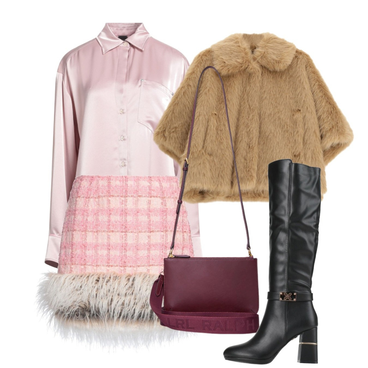 Outfit donna - Total class. Stile Chic per Tutti i giorni. Abbinamento con stivali, minigonne, camicie, blazer, borse a tracolla.