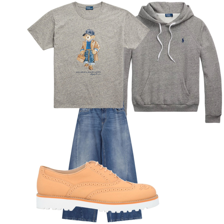 Outfit donna - Casual. Stile Casual per Tutti i giorni. Abbinamento con scarpe stringate, jeans, felpe con cappuccio, t-shirt.