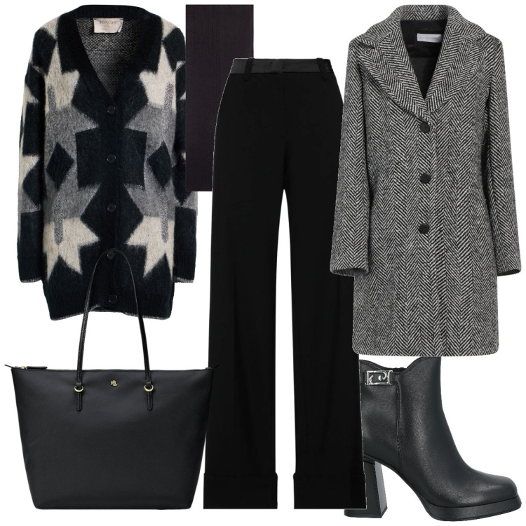 Outfit donna - Minimal Cozy Mood. Stile Minimal per Tutti i giorni. Abbinamento con cappotti, pantaloni, stivaletti, cardigans, sciarpe, borse tote.