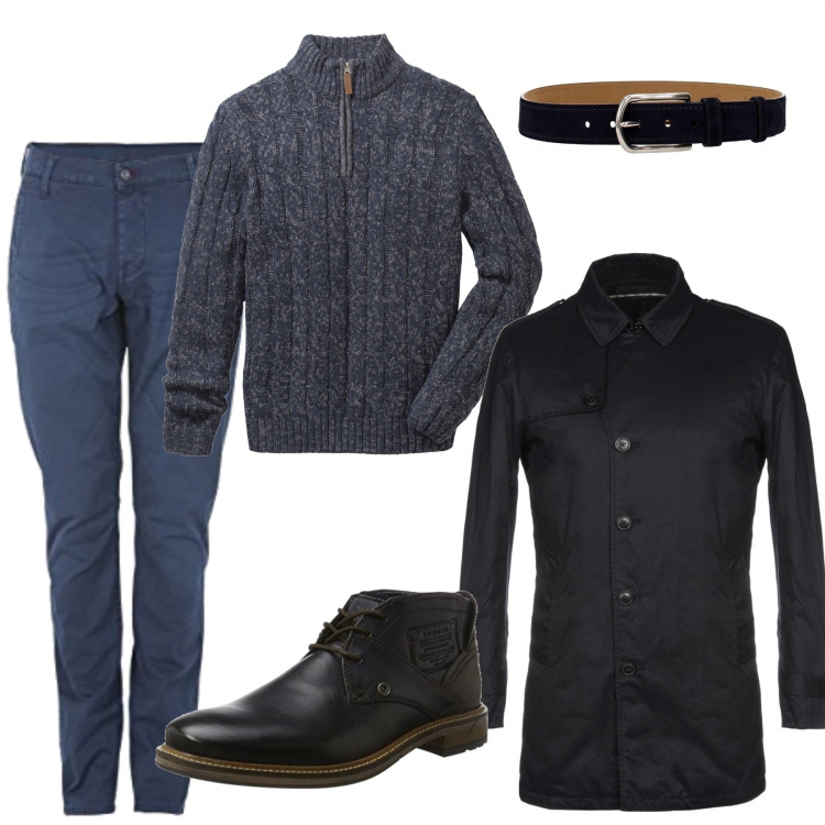 Outfit uomo - Casual #437. Stile Casual per Ufficio. Abbinamento con maglieria.