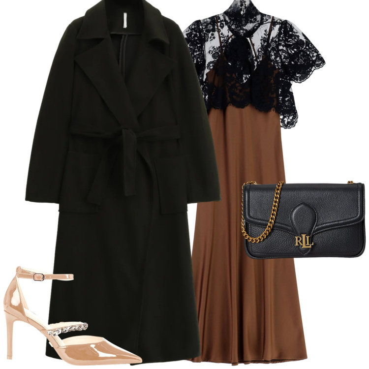 Outfit donna - Total look #2321846. Stile Glamour per Serata fuori. Abbinamento con vestiti lunghi, cappotti, clutch, décolleté.