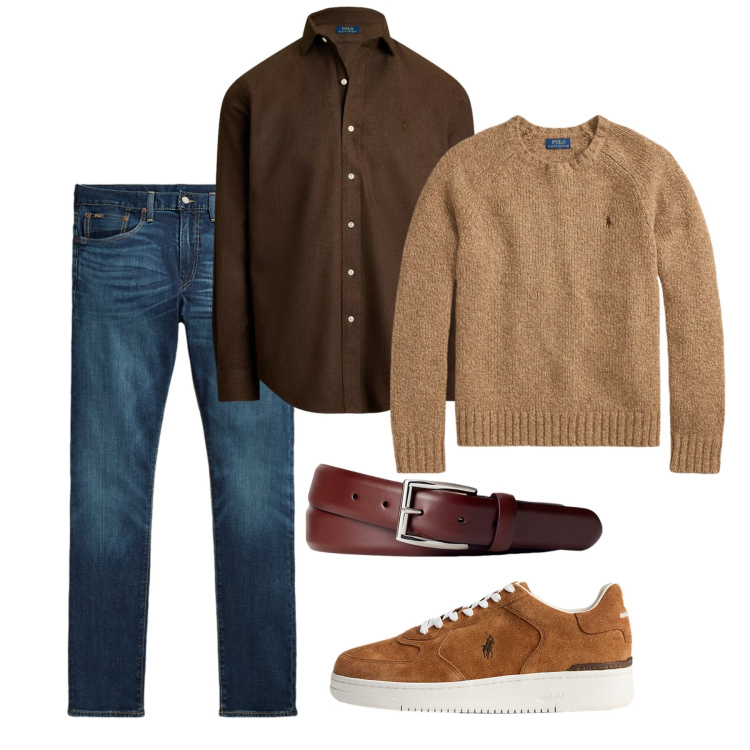 Outfit uomo - Casual con cura. Stile Casual per Tutti i giorni. Abbinamento con cinture, jeans, sneakers, maglieria, camicie.