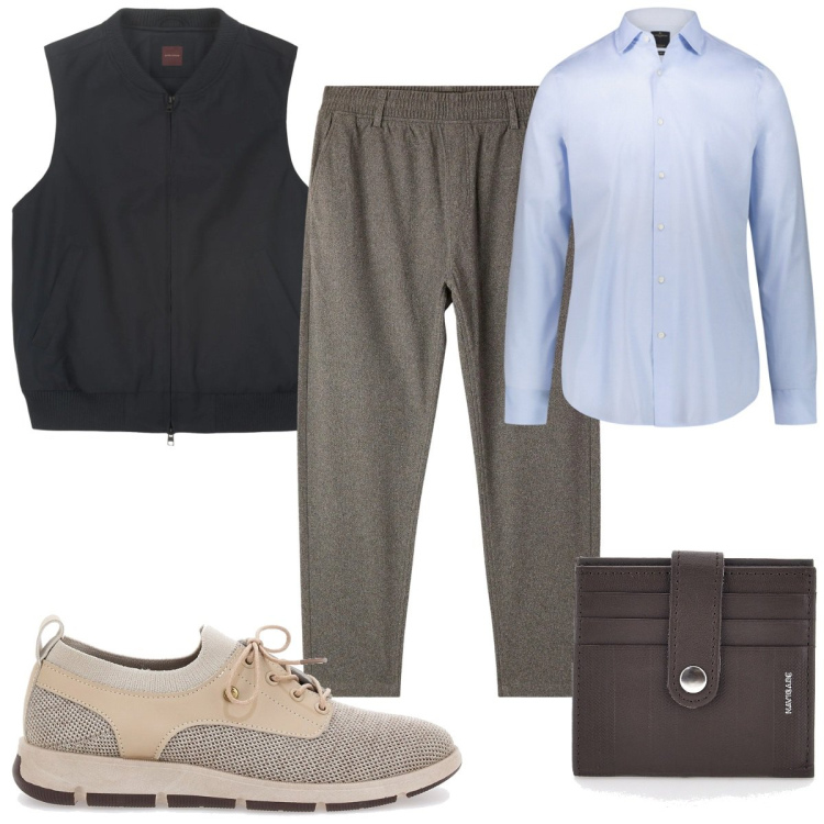 Outfit uomo - Total look #2321908. Stile Casual per Tutti i giorni. Abbinamento con pantaloni, camicie, scarpe stringate, portafogli, piumini.