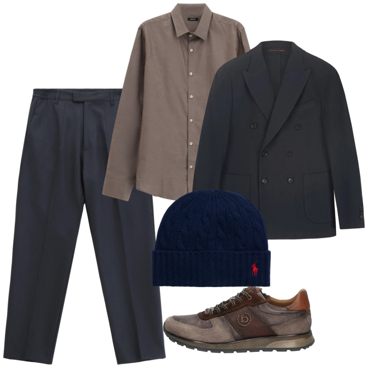 Outfit uomo - Gennaio pinces. Stile Trendy per Serata speciale. Abbinamento con pantaloni, camicie, berretti, giacche, sneakers.