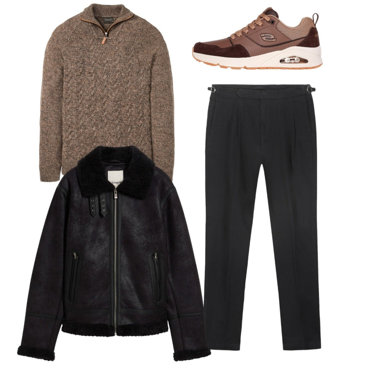 Outfit uomo - Total look. Stile Casual per Tutti i giorni. Abbinamento con maglieria, giacche, pantaloni, sneakers.