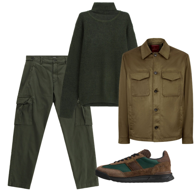 Outfit uomo - Gennaio. Stile Casual per Tutti i giorni. Abbinamento con pantaloni cargo, maglieria, sneakers, giacche.