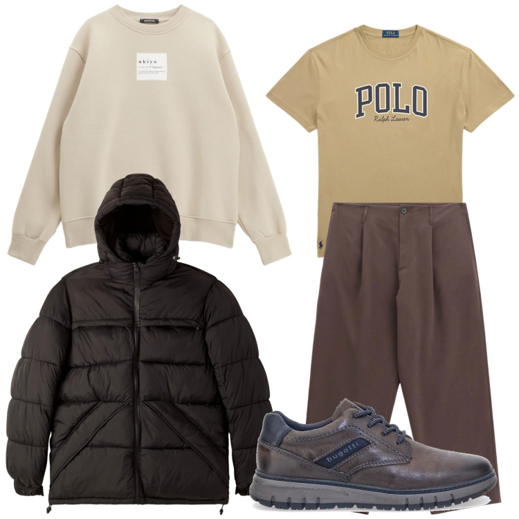 Outfit uomo - Total look #2321965. Stile Urban per Tutti i giorni. Abbinamento con bomber, pantaloni, felpe, t-shirt, scarpe stringate.